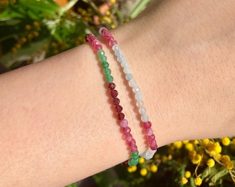 Faceted Gemstone Elastic Bracelet, Handmade In Spirit Combination