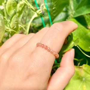 Elastic Anti-Anxiety Ring Made of Natural Faceted Gemstone Beads Sun Stone