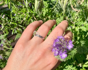 Handmade Sterling Silver Anti-Anxiety Ring with 9K Golden Heart