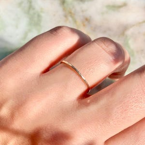 Delicate Real Solid 9K or 18K Gold Thin Hammered Handcrafted Ring (1 mm - 2 mm)