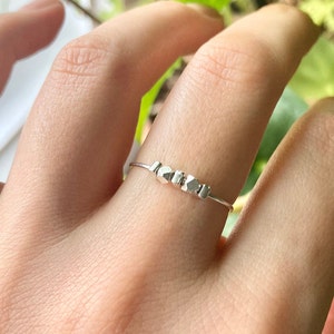 Handcrafted Minimalist Anti-Anxiety Silver Fidget Ring with Silver Geometric Beads