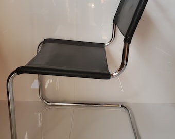 Thonet S33/Bauhaus Design/Mart Stam/Freischwinger/Designklassiker/Leder schwarz