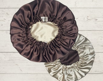 Brown & Beige Reversible Bonnet