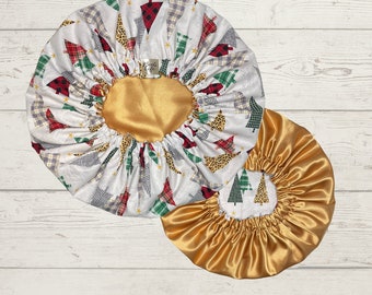 Christmas Forest Satin Lined Bonnet