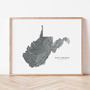 West Virginia Hydrological Map Poster (Black)