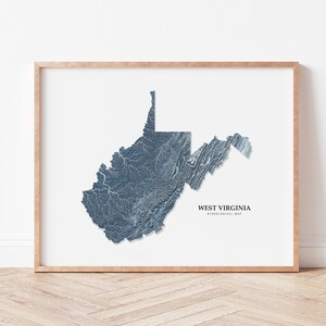 West Virginia Hydrological Map Poster (Blue)