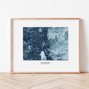 Colorado Hydrological Map Poster (Blue)