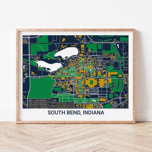 University of Notre Dame Map Gift, South Bend Map Print
