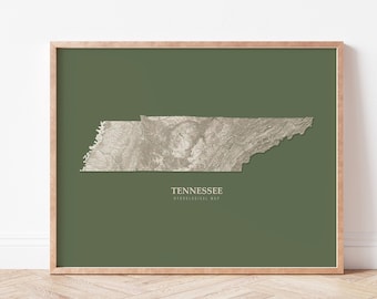 Tennessee Hydrological Map Poster (Green)