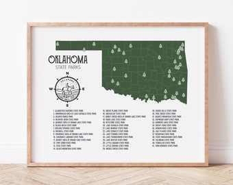 Oklahoma State Parks Map, Family Adventure Map Gift