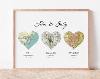 Wedding Map Gift, Anniversary Map Gift