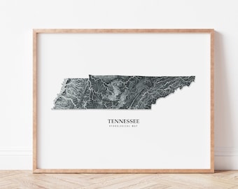 Tennessee Hydrological Map Poster (Black)