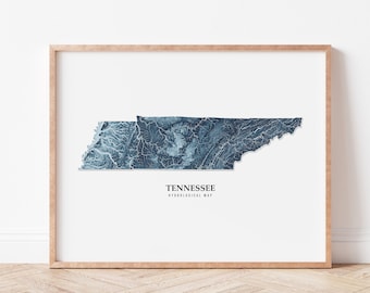 Tennessee Hydrological Map Poster (Blue)