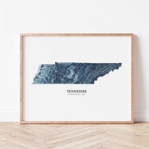 Tennessee Hydrological Map Poster (Blue)