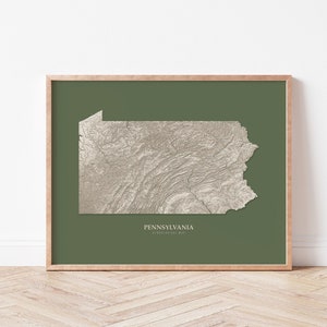 Pennsylvania Hydrological Map (Green)