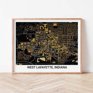 Purdue University West Lafayette Map Gift
