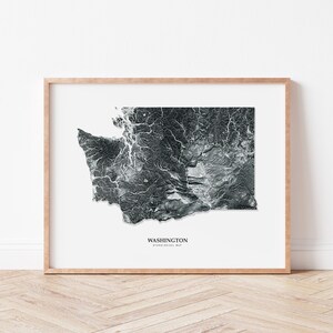 Washington State Hydrological Map Poster (Black)