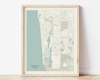 Naples Florida Map Print, Naples Travel Poster, Naples Map Gift