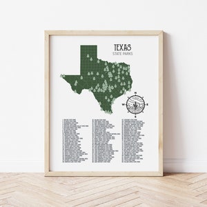 Texas State Parks Map Print