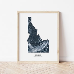 Idaho Hydrological Map Poster (Blue)