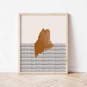 Maine Boho Wall Art Map