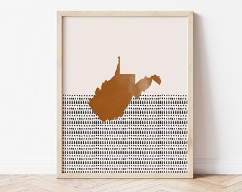 West Virginia Boho Wall Art Map