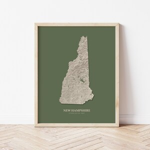 New Hampshire Hydrological Map Poster (Green)