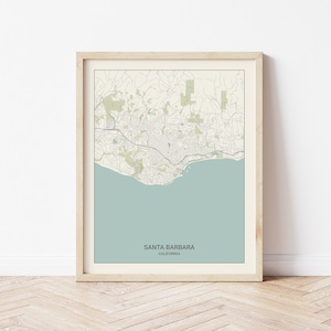 Santa Barbara Map Print Gift, Santa Barbara Travel Gift