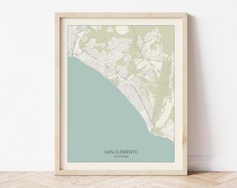 San Clemente California Travel Map Gift, San Clemente Map Print