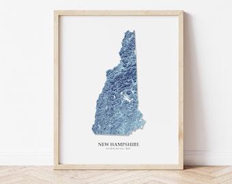 New Hampshire Hydrological Map Poster (Blue)