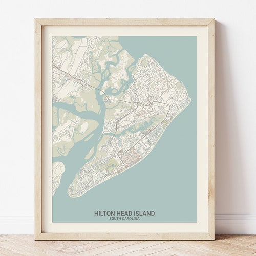 Hilton Head Map Art City Map Print South Carolina Travel - Etsy