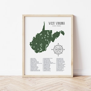 West Virginia State Parks Map, Family Adventure Map Gift