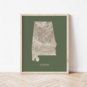 Alabama Hydrological Map (Green) Poster