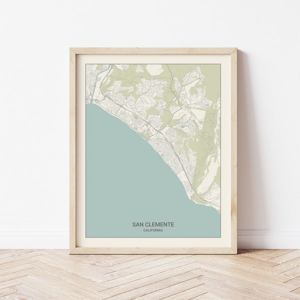 San Clemente California Travel Map Gift, San Clemente Map Print