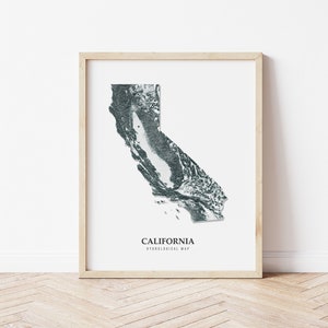 California Hydrological Map Poster (Black)