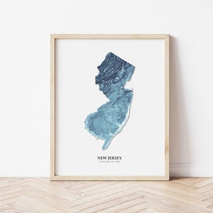 New Jersey Hydrological Map Poster (Blue)