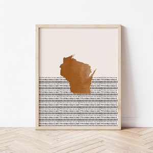 Wisconsin Boho Wall Art Map
