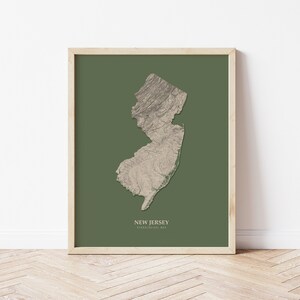 New Jersey Hydrological Map Poster (Green)