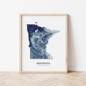 Minnesota Hydrological Map Poster (Blue)