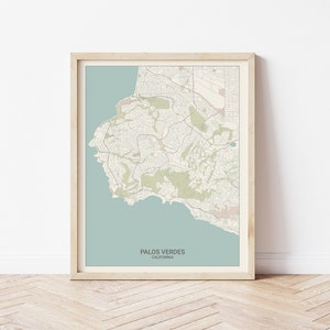 Palos Verdes California Travel Map Gift, Palos Verdes CA Map Print