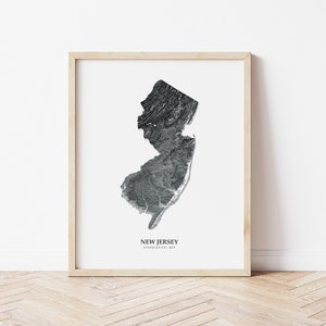 New Jersey Hydrological Map Poster (Black)