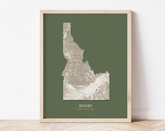 Idaho Hydrological Map Poster (Green)
