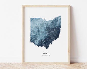 Ohio Hydrological Map Poster (Blue)