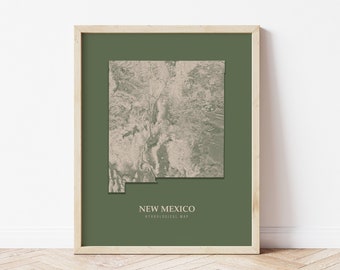 New Mexico Hydrological Map Poster (Green)