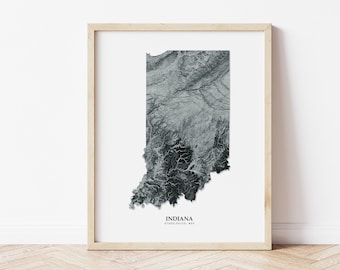 Indiana Hydrological Map Poster (Black)