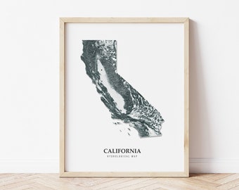 California Hydrological Map Poster (Black)