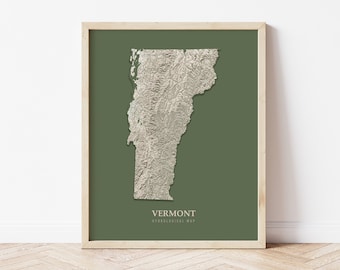 Vermont Hydrological Map Poster (Green)