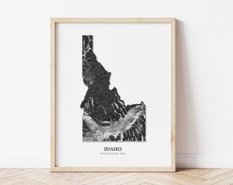 Idaho Hydrological Map Poster (Black)