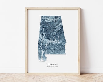 Alabama Hydrological Map (Blue) Poster