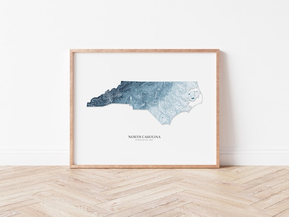 North Carolina Hydrological Map Poster blue - Etsy